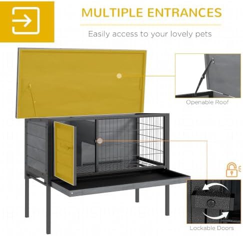 Elevated gray hutch with metal frame — photo 4