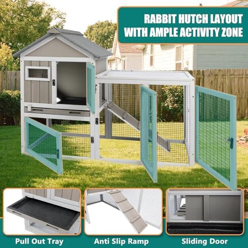 Wooden rabbit cage with pull out tray — photo 3