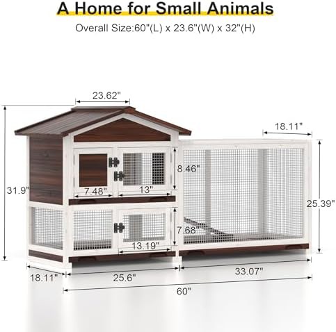 Large sixty inch wooden rabbit hutch — photo 4