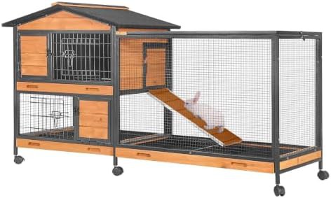 Metal frame bunny cage with leakproof tray
