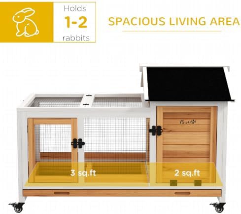 Yellow wooden rabbit hutch on wheels — photo 3