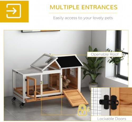 Yellow wooden rabbit hutch on wheels — photo 4