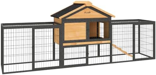Large outdoor hutch with steel run