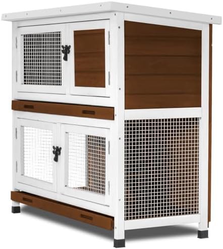 Walnut two story guinea pig hutch