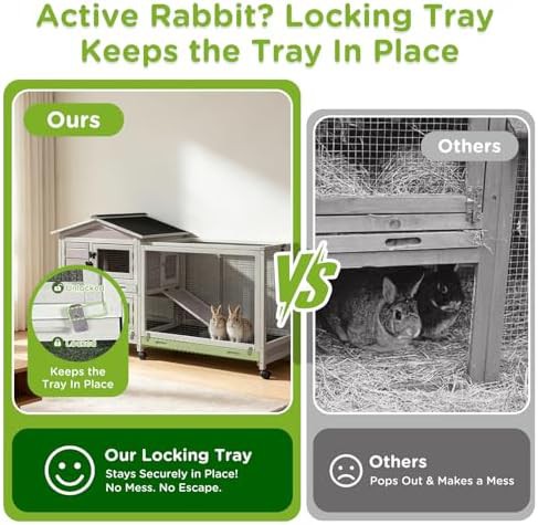 Grey two story bunny cage with casters — photo 3