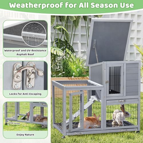 Grey two story hutch with openable roof — photo 4