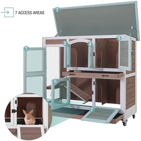 Brown wooden indoor bunny house with wheels — photo 4