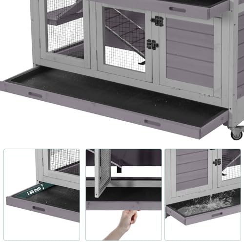 Grey two tier indoor rabbit hutch — photo 3
