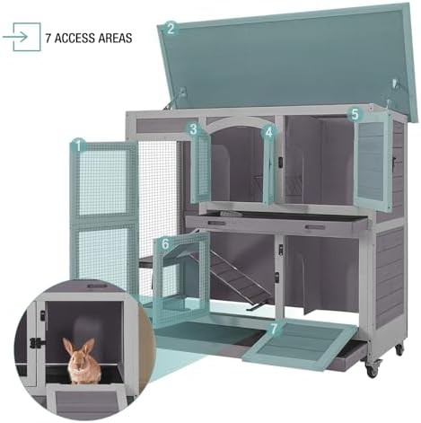 Grey two tier indoor rabbit hutch — photo 4