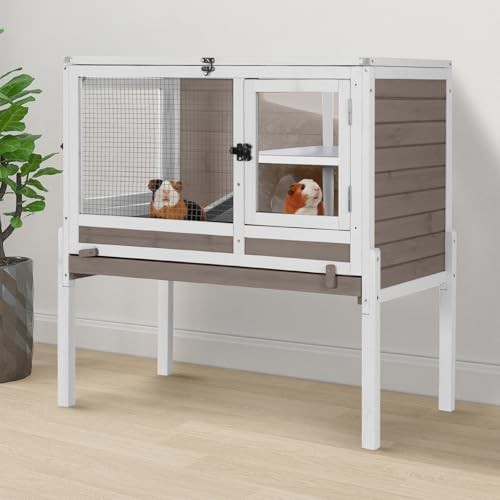 Two story brown hutch with PVC layer