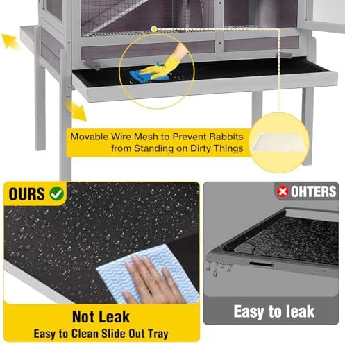 Grey indoor hutch with chew proof ramp — photo 4