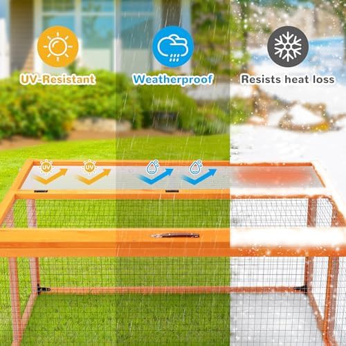 Portable orange wooden chicken coop run — photo 4