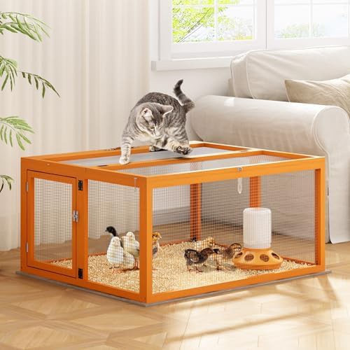 Portable orange wooden chicken coop run — photo 5