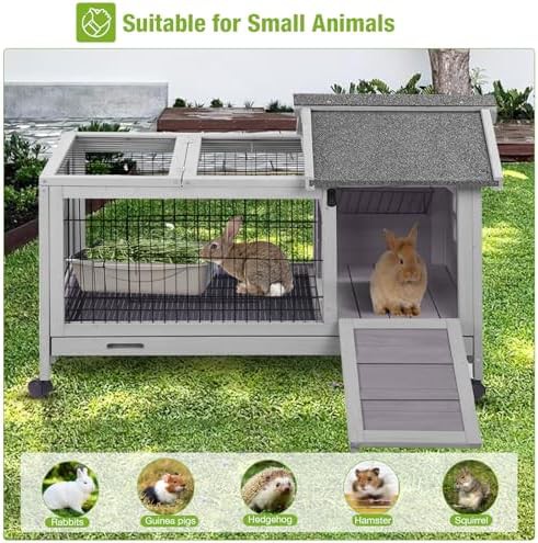 Grey wooden mobile bunny hutch — photo 4