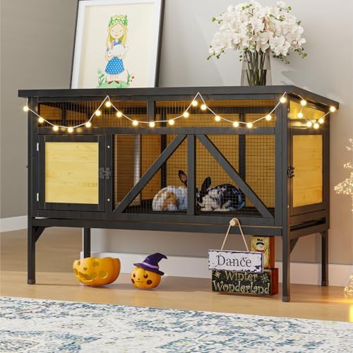 Waterproof elevated bunny cage in wood