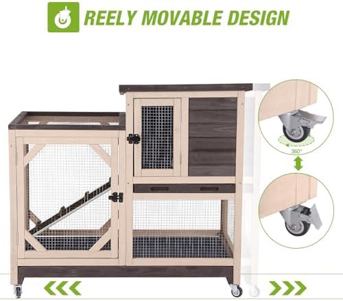Dark brown two story wooden rabbit cage — photo 3