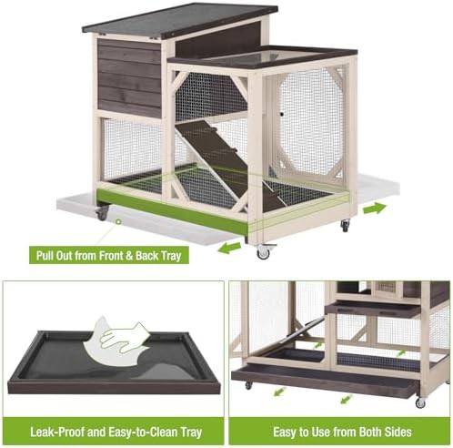Dark brown two story wooden rabbit cage — photo 4