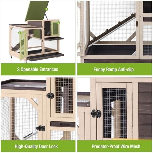 Dark brown two story wooden rabbit cage — photo 5