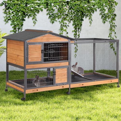 Brown two story hutch with metal frame