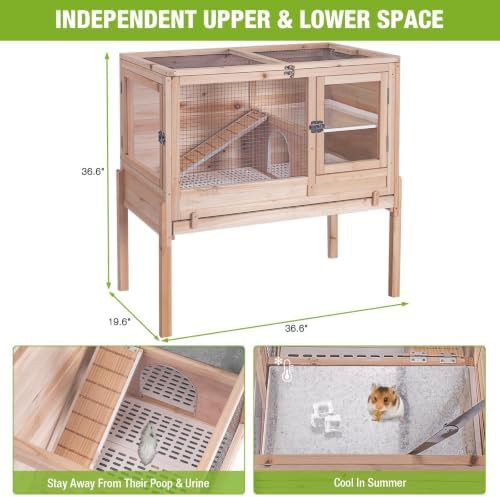 Two story natural wood indoor small animal habitat — photo 4