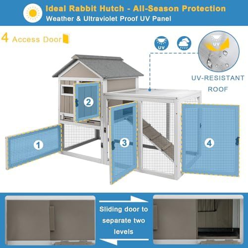Two story wooden hutch with chew resistant ramp — photo 5