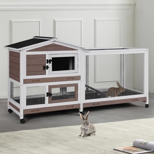Brown metal hutch with attached run