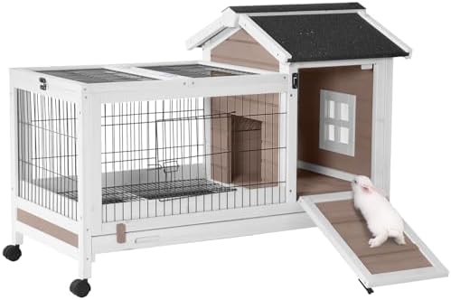 Brown wooden hutch with wire floor