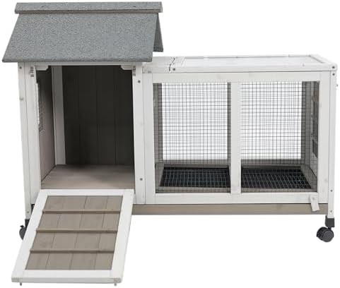 Two story outdoor hutch with asphalt roof