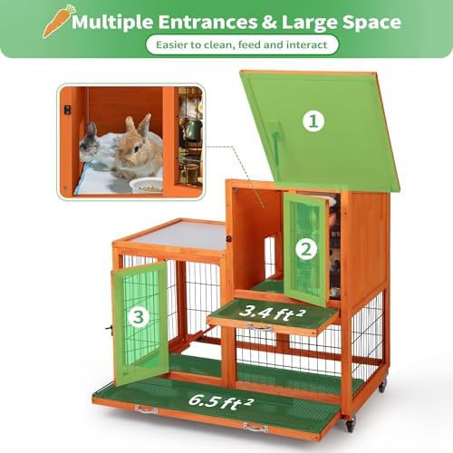 Orange indoor hutch with wire floor — photo 4