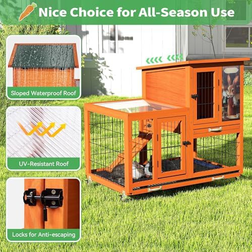Orange indoor hutch with wire floor — photo 5