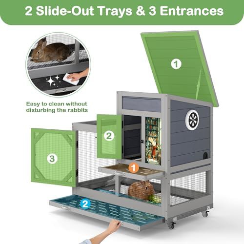 Grey indoor outdoor bunny cage with no spill design — photo 3