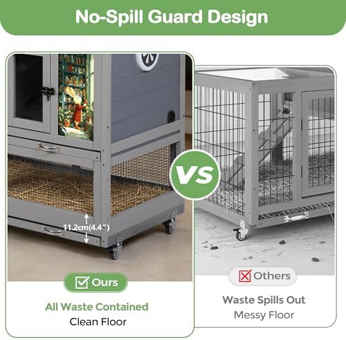 Grey indoor outdoor bunny cage with no spill design — photo 4