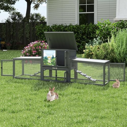 Large grey two level hutch with multiple entrances