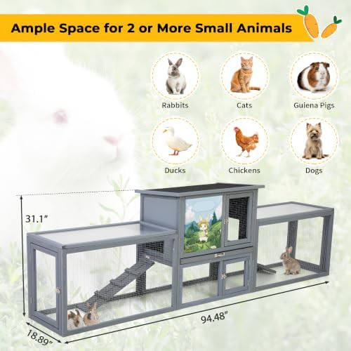Large grey two level hutch with multiple entrances — photo 3