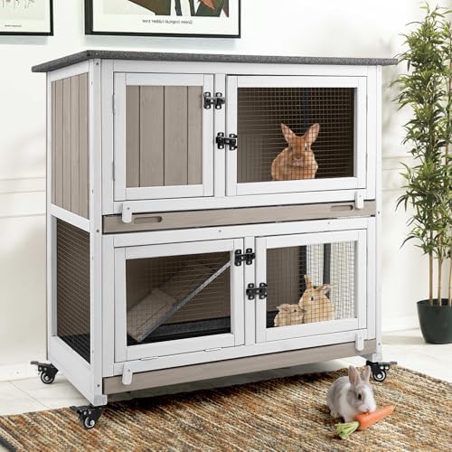 Wooden indoor hutch with deep trays