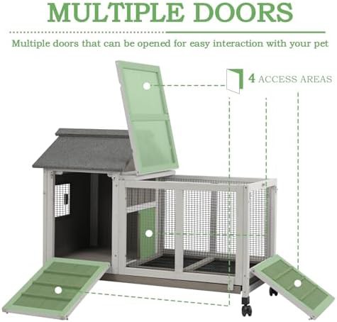 Grey wooden rabbit hutch with asphalt roof — photo 3