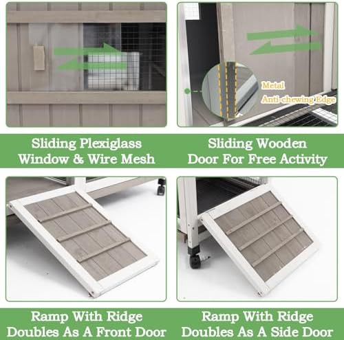 Grey wooden rabbit hutch with asphalt roof — photo 4
