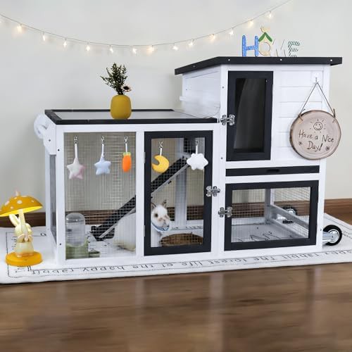 Two story indoor hutch with wheels
