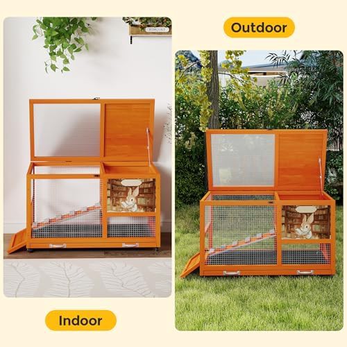 Two level wooden hutch with casters — photo 3