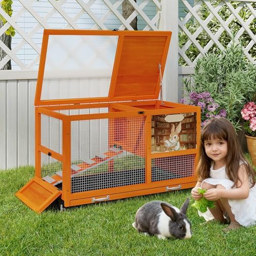 Two level wooden hutch with casters — photo 5