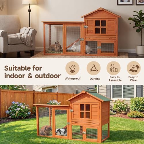 Orange wooden two story hutch — photo 4