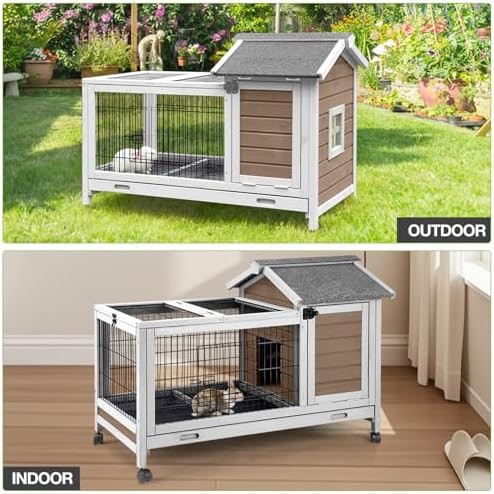 Brown wooden mobile bunny hutch — photo 5
