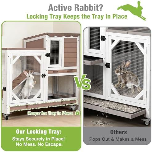 Brown and white wooden mobile bunny cage — photo 3