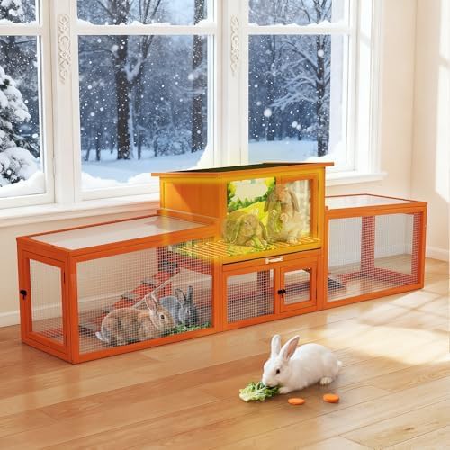Large orange insulated hutch sloped roof