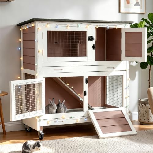 Brown two story wooden hutch
