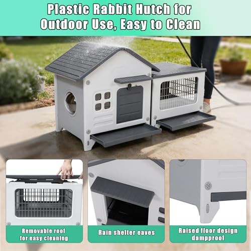 Plastic rabbit hutch with extended play area — photo 5