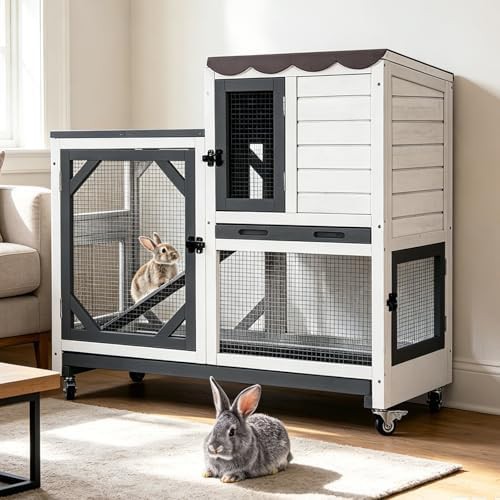 Large black and white two tier hutch