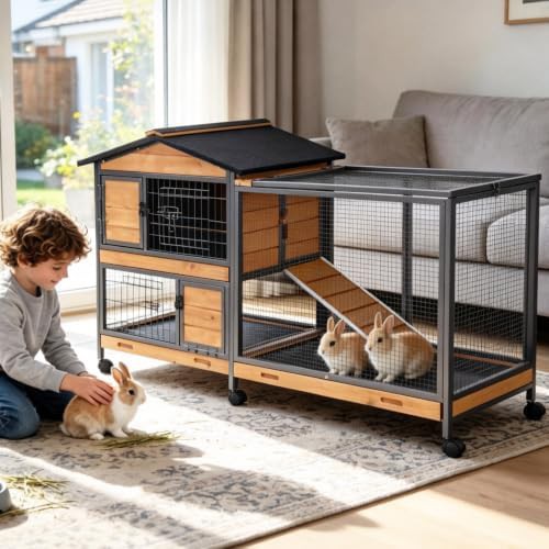 Extra large wooden hutch with reinforced iron frame