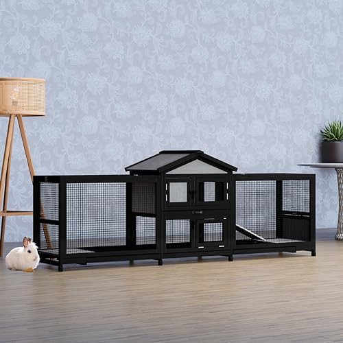 Large Black Wooden Playpen with Side Runs