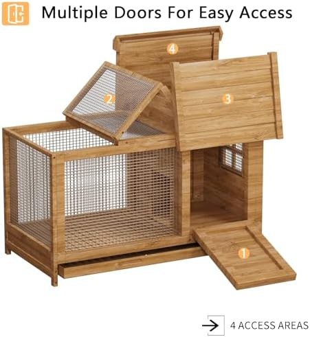 Wooden rabbit hutch with internal metal ramp — photo 3